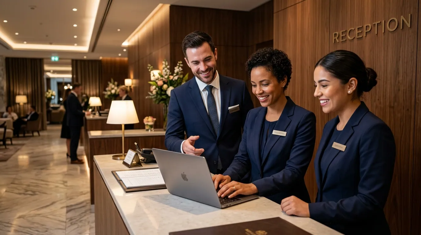 Análisis de datos e indicadores hoteleros en pantalla